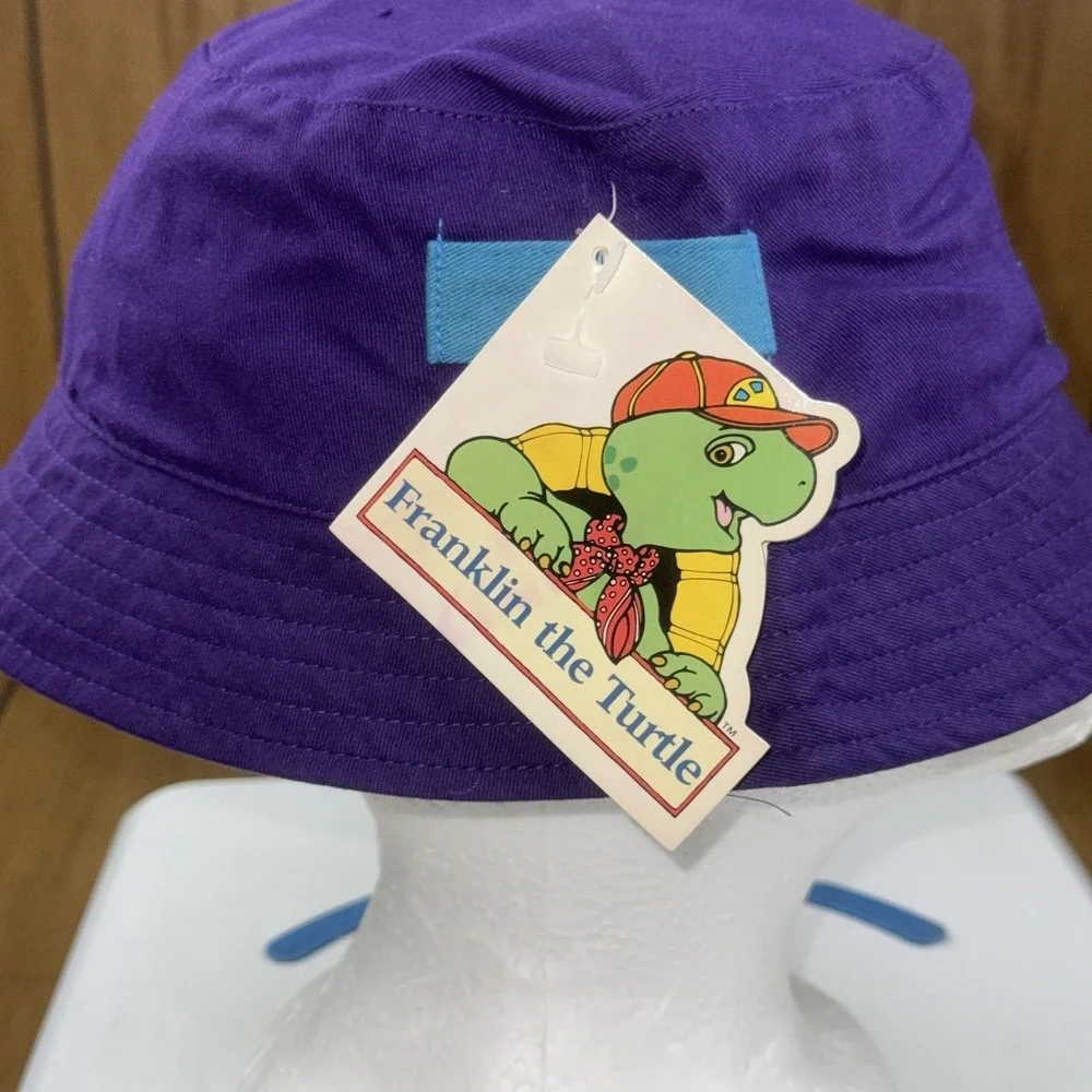 Vintage Franklin The Turtle Purple Bucket‎ Hat Kids 90s Y2K Cute
